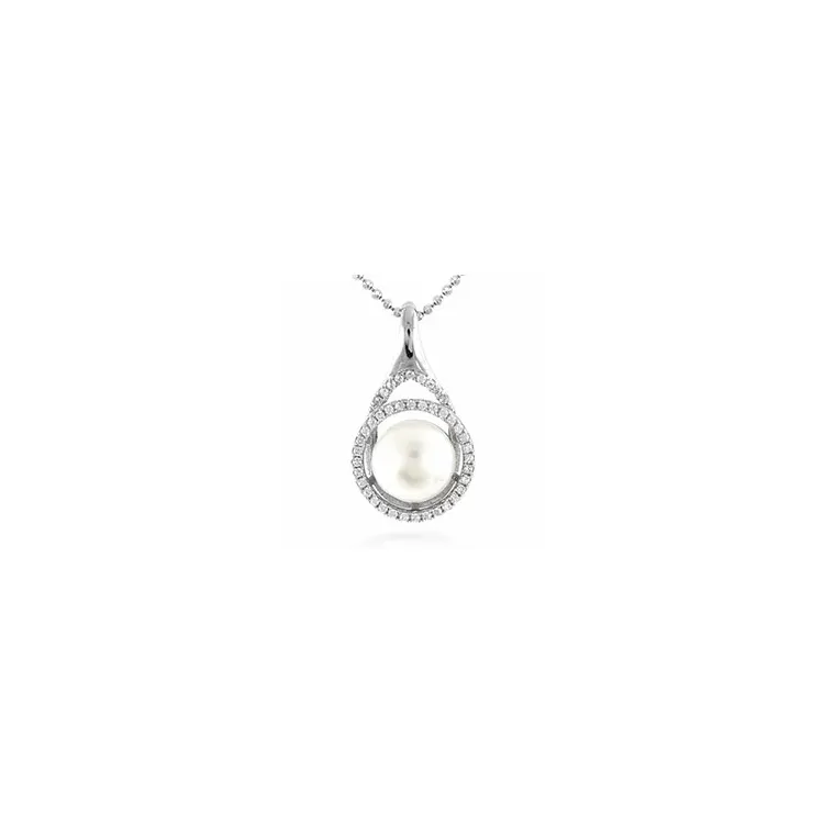 Witte parel hanger in zilver