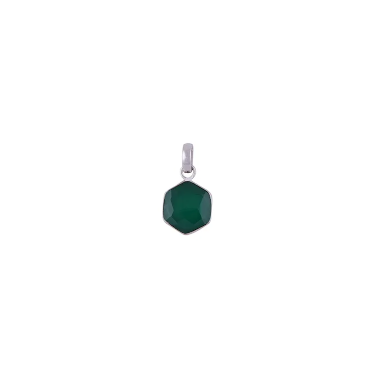 Groen onyx hanger in zilver