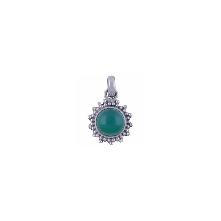 Groen onyx hanger in zilver