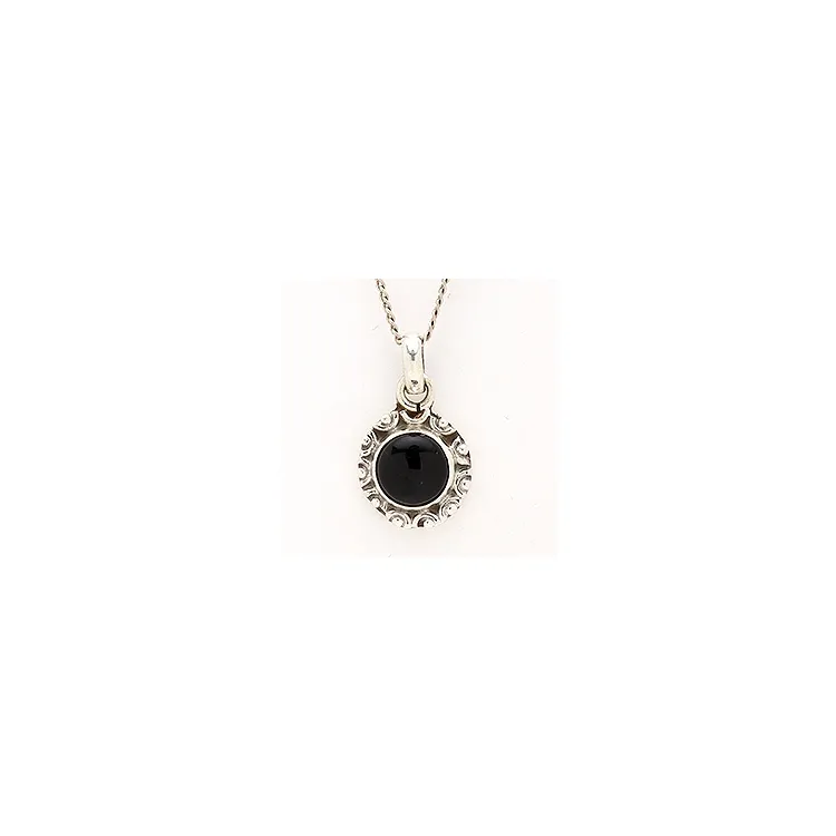 Rond onyx hanger in zilver