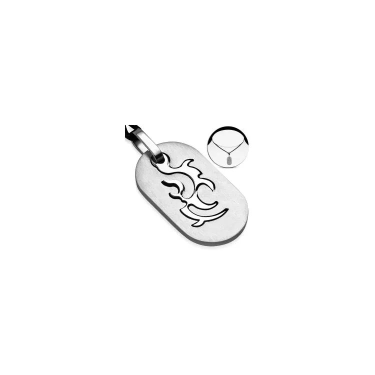 Ovaal hanger met ketting in katoenen