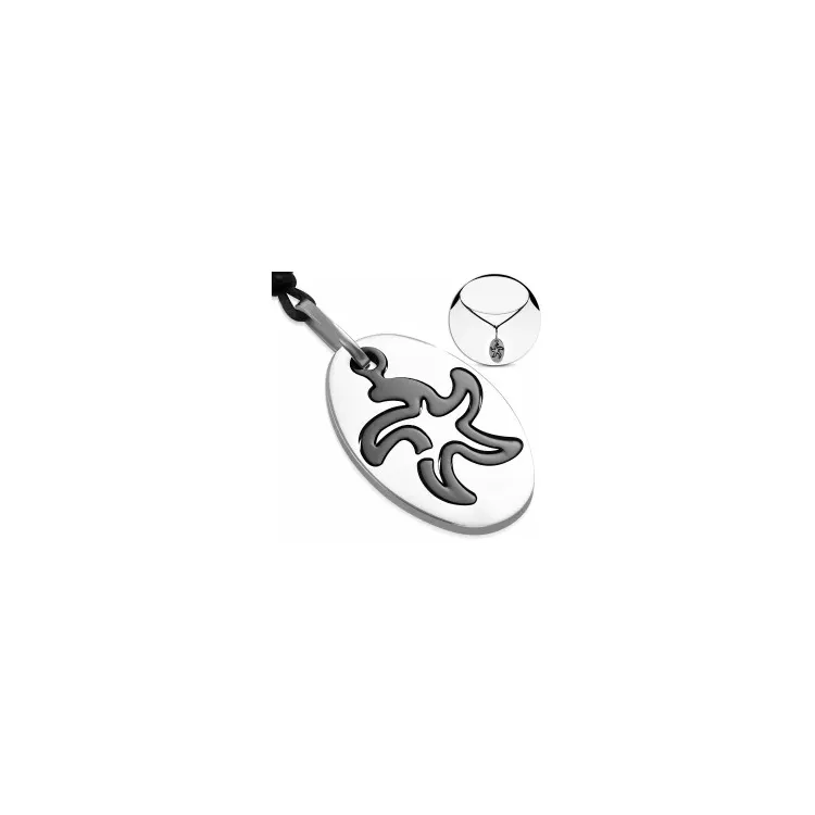 Ovaal hanger met ketting in katoenen