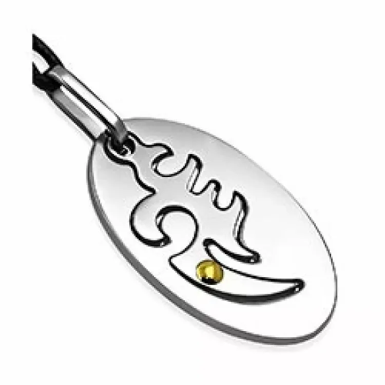 Ovaal ketting met hanger in nylon met hanger in staal