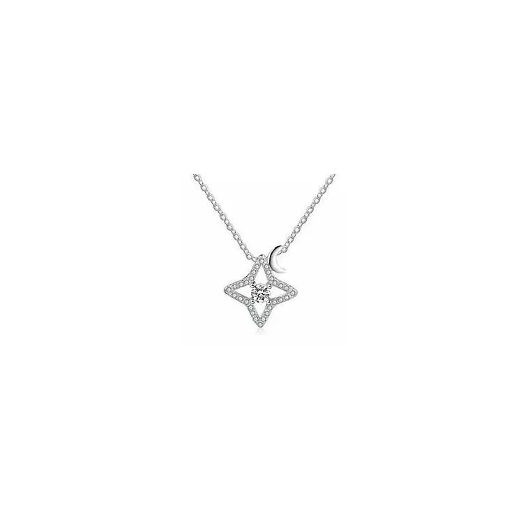 ster zirkoon hanger met ketting in zilver