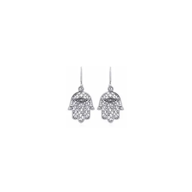 hamsa hand oorbellen in zilver