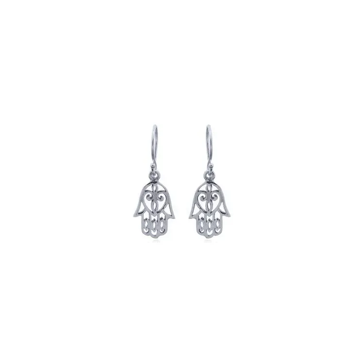 Hamsa hand oorbellen in zilver