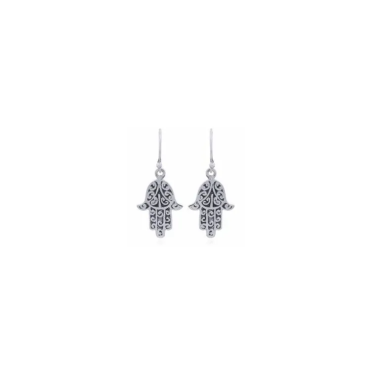 hamsa hand oorbellen in zilver