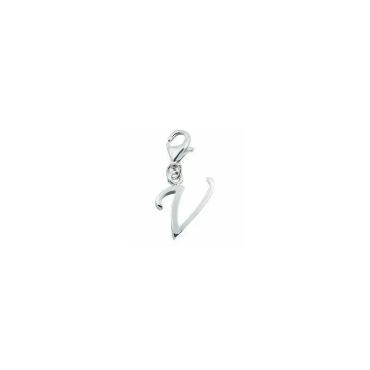bedeltje in zilver de letter V