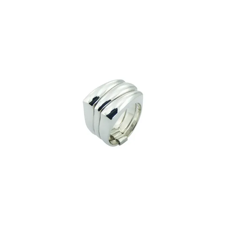 Breed driedelige ring in zilver