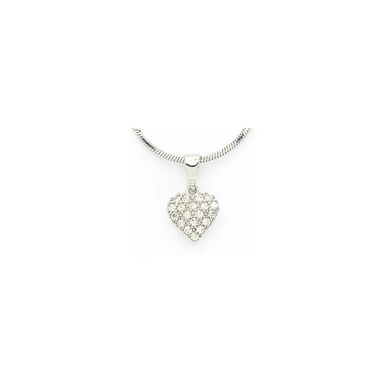 Hart zirkoon hanger in 14 karaat witgoud