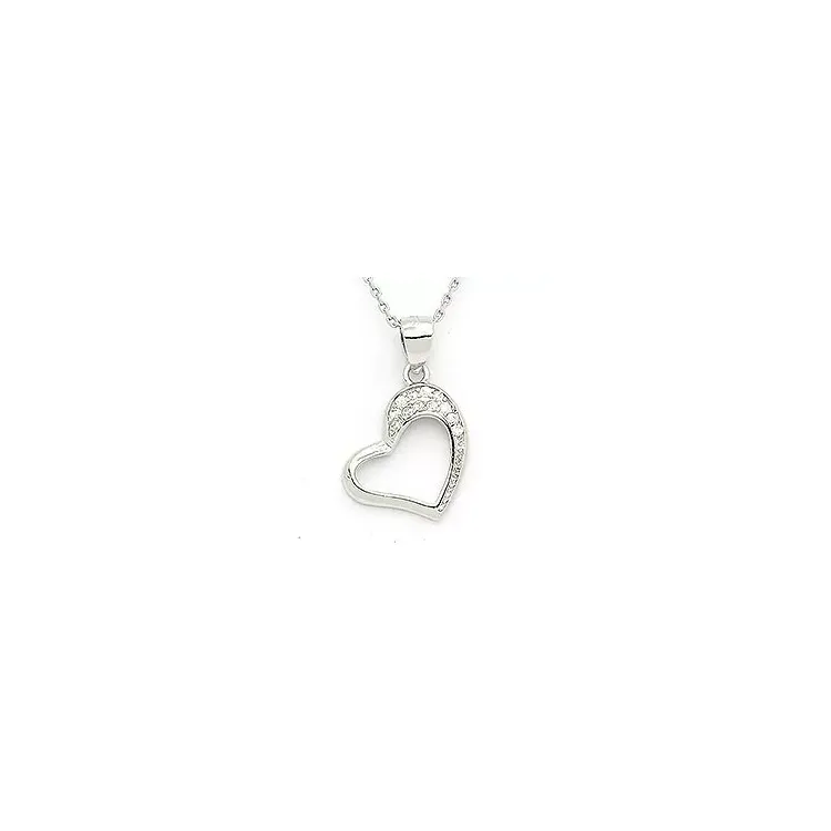 Hart zirkoon hanger met ketting in zilver
