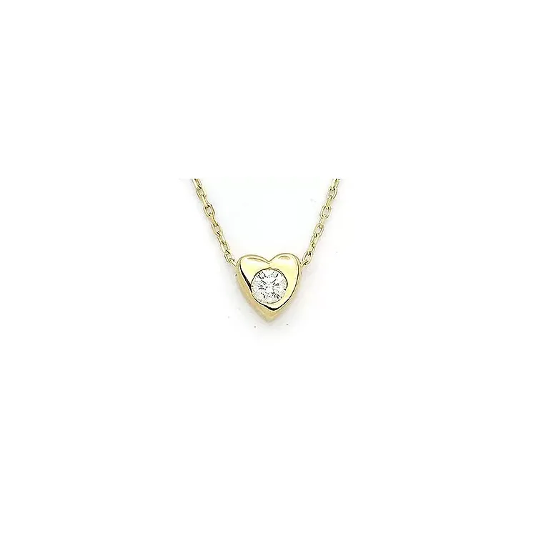 Hart witte zirkoon hanger met ketting in 14 karaat goud