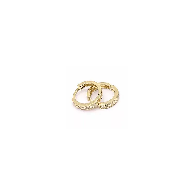 15 mm rond goud creolen in 14 karaat goud met zirkoon