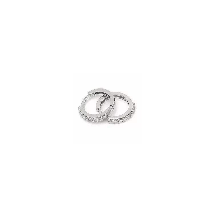 13 mm zirkoon creool in 14 karaat witgoud met zirkonen