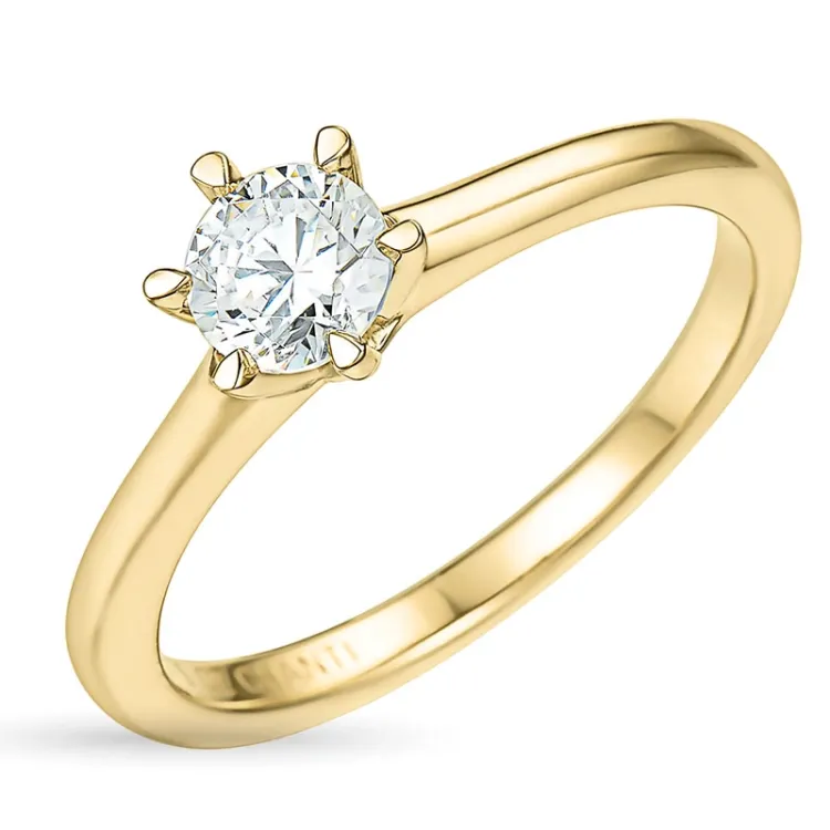 6,0 mm zirkoon solitaire ring in 9 karaat goud