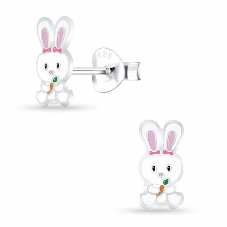 konijn kinder oorbellen in zilver - Little Ones