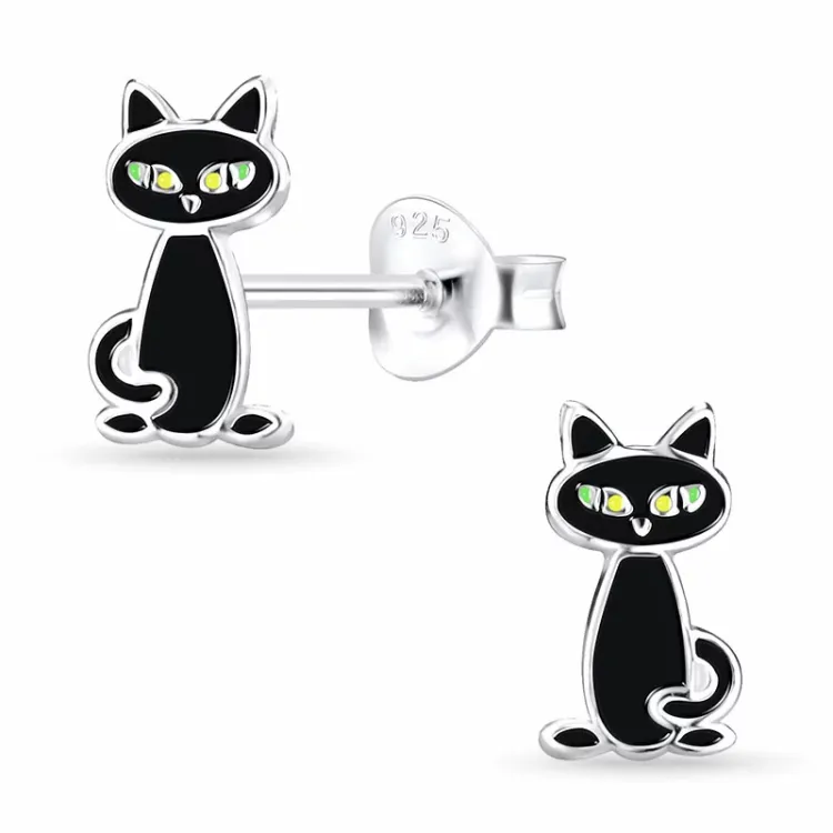katten kinder oorbellen in zilver - Little Ones