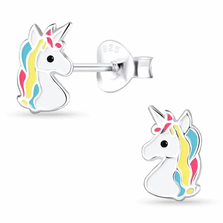 eenhoorn kinder oorbellen in zilver - Little Ones