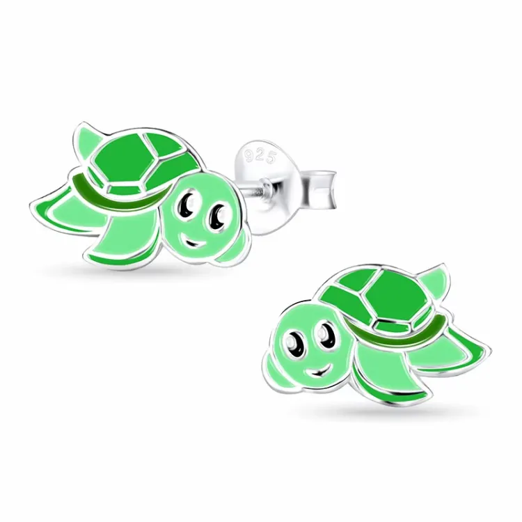 schildpad kinder oorbellen in zilver - Little Ones