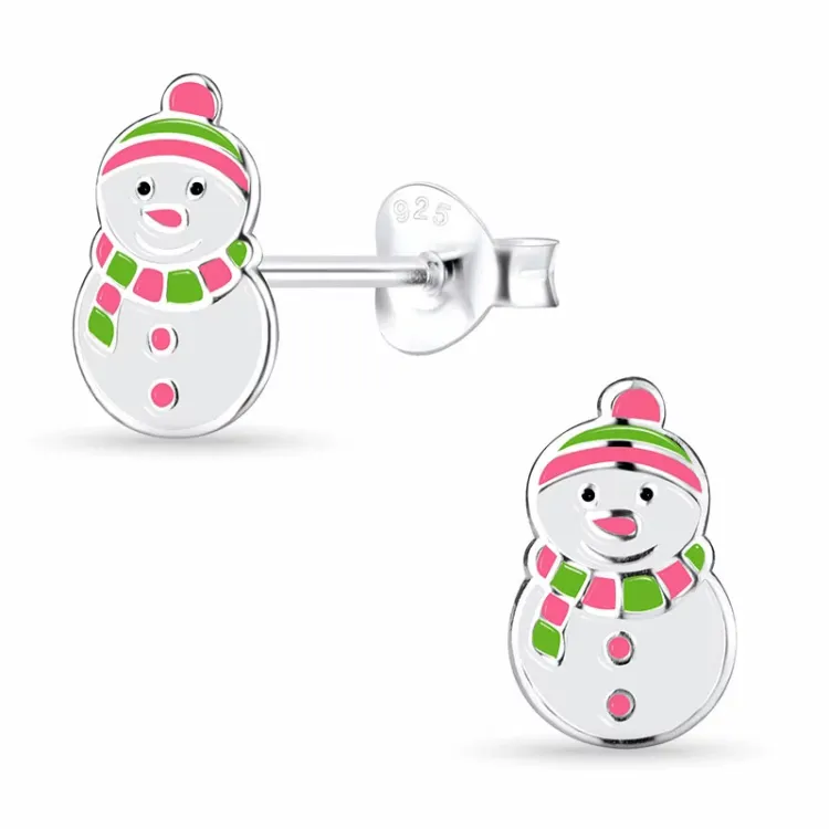 sneeuwpop kinder oorbellen in zilver - Little Ones