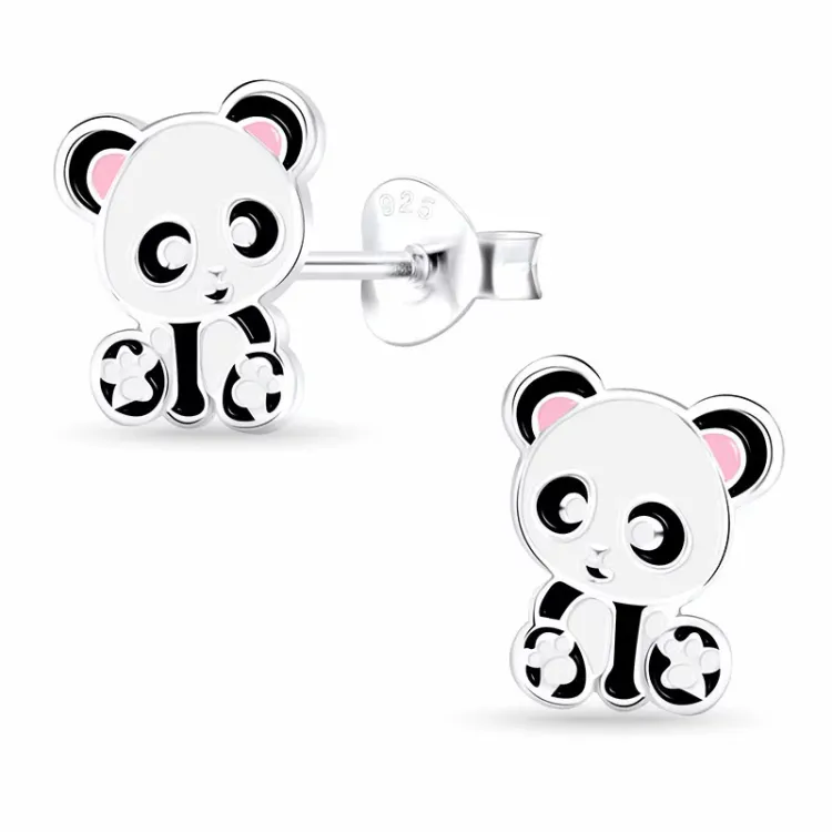 panda kinder oorbellen in zilver - Little Ones