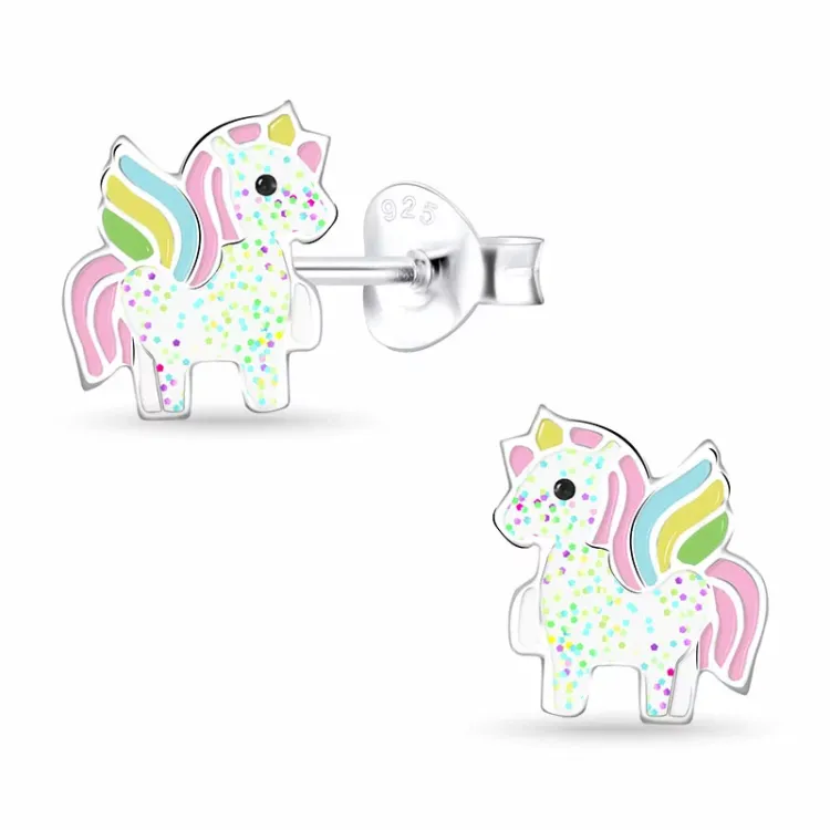 eenhoorn kinder oorbellen in zilver - Little Ones