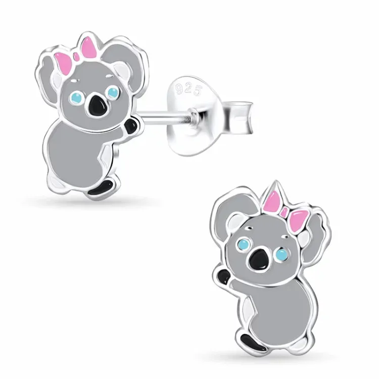 koalabeer kinder oorbellen in zilver - Little Ones
