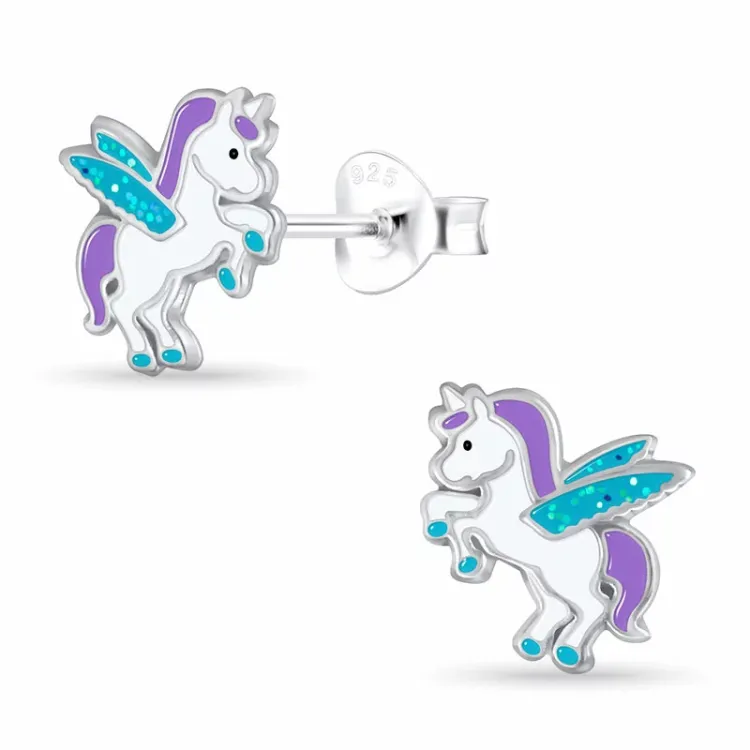eenhoorn kinder oorbellen in zilver - Little Ones