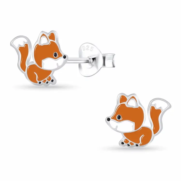 vos kinder oorbellen in zilver - Little Ones