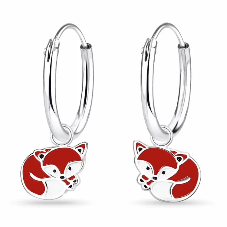 12 mm vos kinder oorbellen in zilver - Little Ones