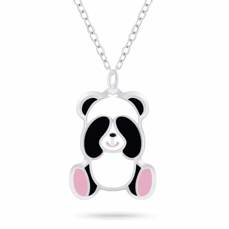 panda ketting in zilver met hanger in zilver - Little Ones