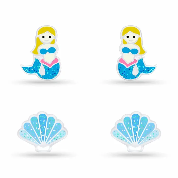 zeemeermin kinder oorbellen in zilver - Little Ones
