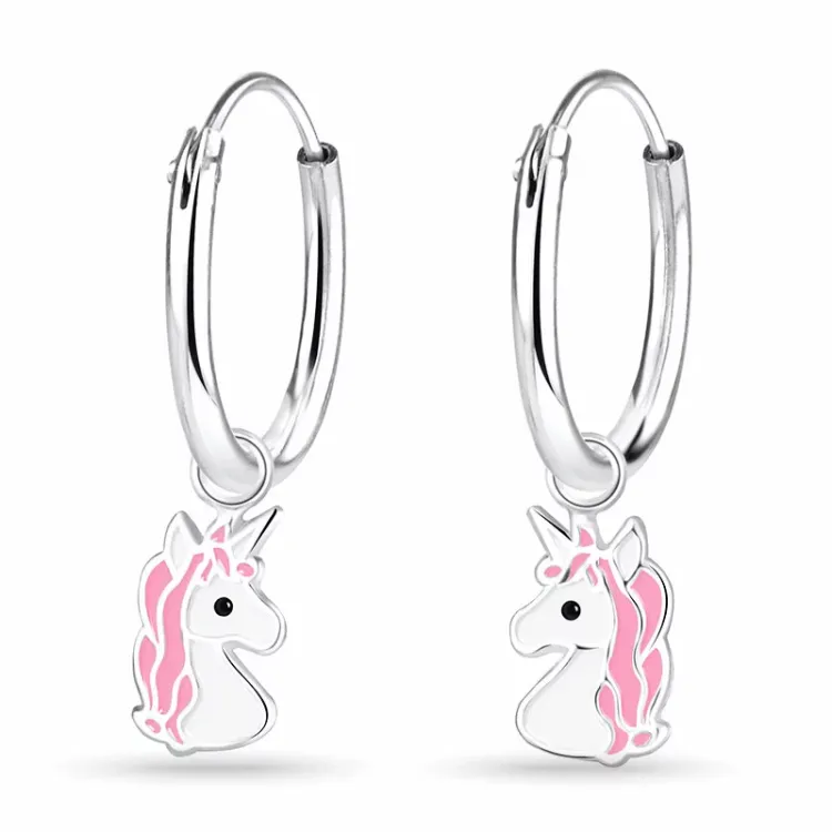 12 mm eenhoorn kinder oorbellen in zilver - Little Ones