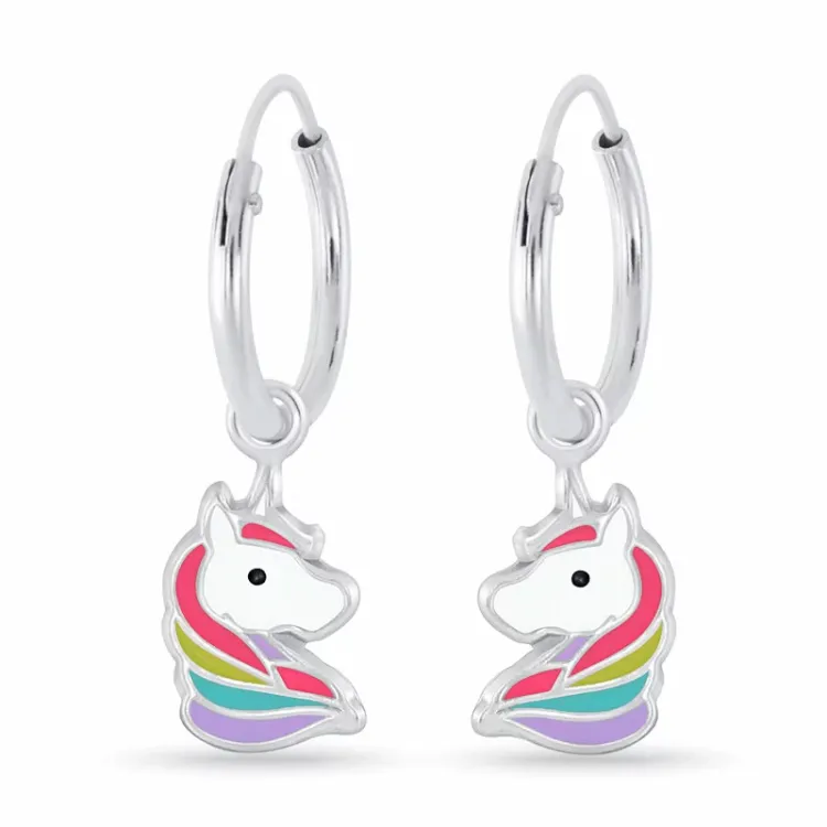 12 mm eenhoorn kinder oorbellen in zilver - Little Ones