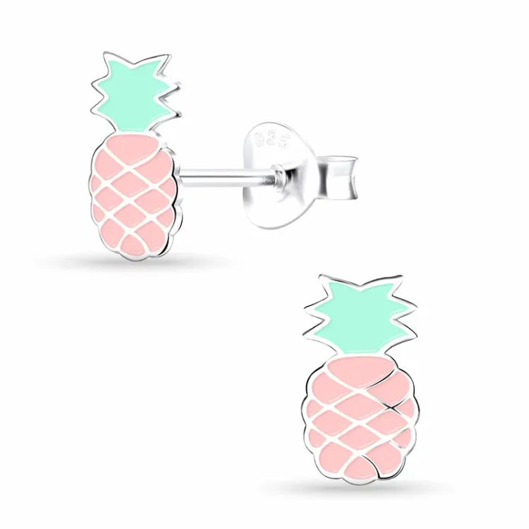 ananas kinder oorbellen in zilver - Little Ones