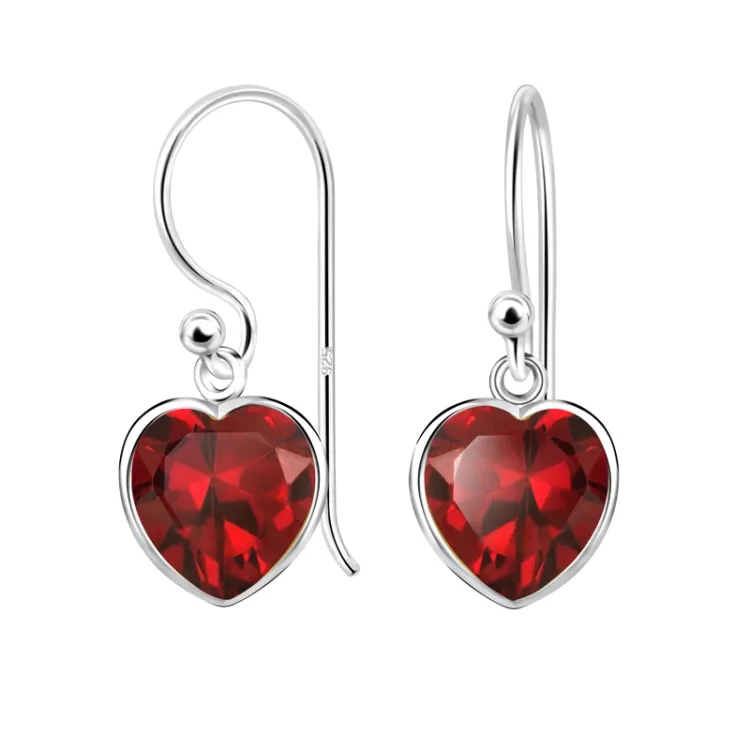 lange hart zirkoon oorbellen in zilver - Little Ones