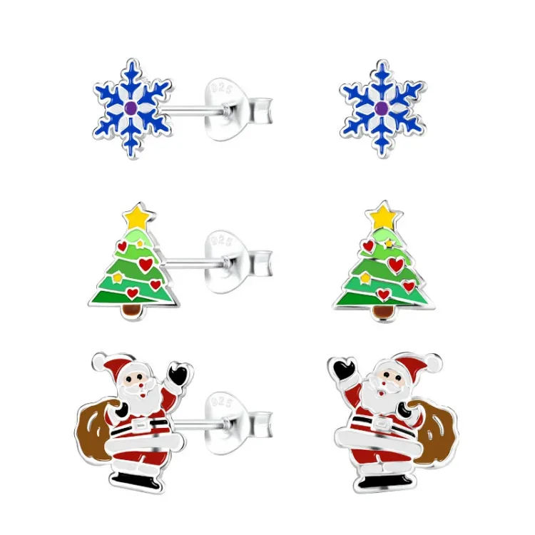kerstmis kinder oorbellen in zilver - Little Ones