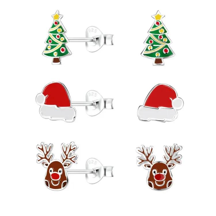 kerstmis kinder oorbellen in zilver - Little Ones