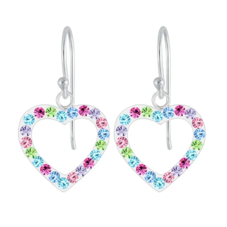 lange hart kristal oorhanger in zilver - Little Ones