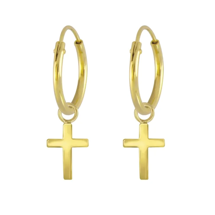 12 mm kruis creool in verguld zilver