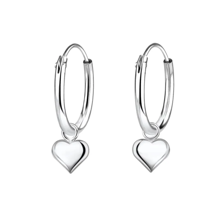 12 mm hart creool in zilver - Little Ones