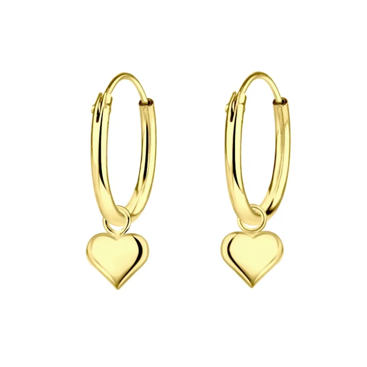 12 mm hart creool in verguld zilver - Little Ones