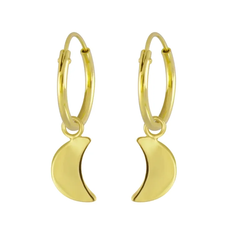12 mm maan kinder oorbellen in verguld zilver - Little Ones