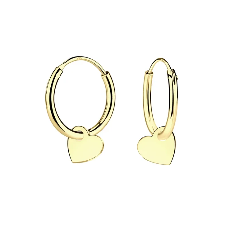 12 mm hart kinder oorbellen in verguld zilver - Little Ones