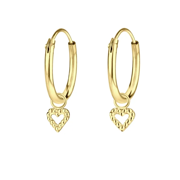 12 mm hart kinder oorbellen in verguld zilver - Little Ones