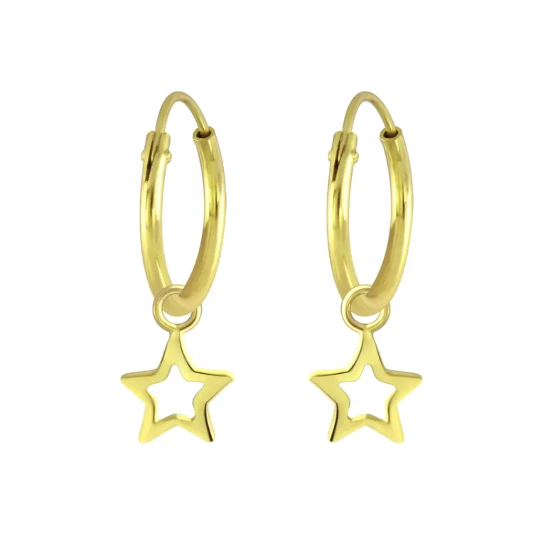 12 mm ster kinder oorbellen in verguld zilver - Little Ones