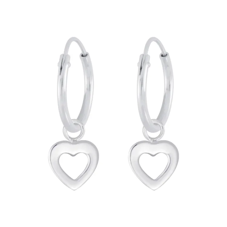 12 mm hart kinder oorbellen in zilver - Little Ones