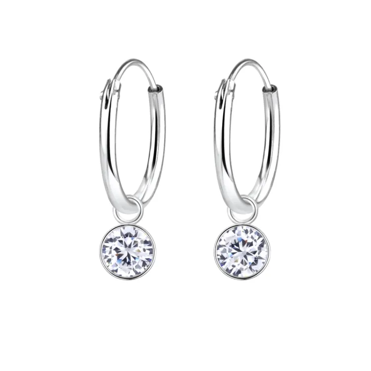 12 mm zirkoon creool in zilver - Little Ones