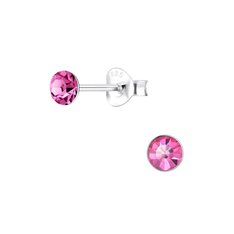 4 mm kristal oorsteker in zilver - Little Ones