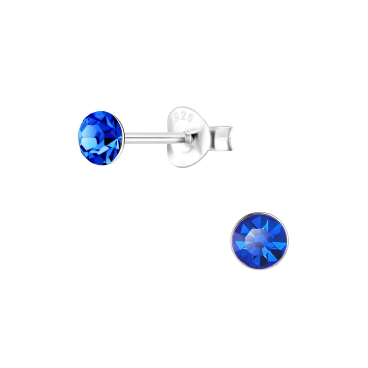 4 mm kristal oorsteker in zilver - Little Ones